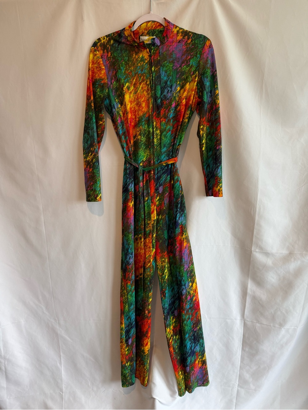Semon Frelich Retro Multi-Color Tie-Dye Long Sleeve Jumpsuit Small - Picture 4 of 13